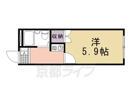 東海道本線 桂川駅(京都) 徒歩7分 2階建 築38年(1K/1階)の間取り写真