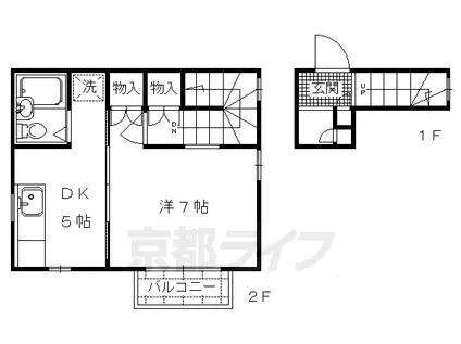 京都市烏丸線 鞍馬口駅 徒歩4分 2階建 築32年(1DK/2階)の間取り写真