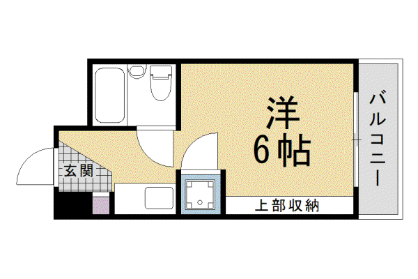 京都市烏丸線 北大路駅 徒歩8分 7階建 築44年(1K/5階)の間取り写真