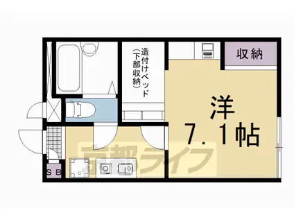 京都府京都市伏見区 2階建 築22年(1K/1階)の間取り写真