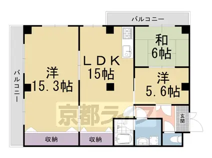 阪急電鉄京都線 西院駅(阪急) 徒歩3分 4階建 築37年(3LDK/4階)の間取り写真