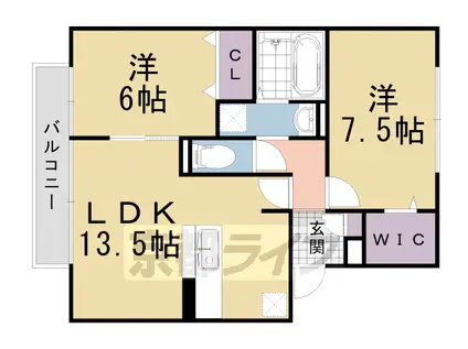 阪急電鉄京都線 西山天王山駅 徒歩5分 2階建 築19年(2LDK/2階)の間取り写真