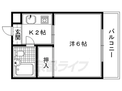 聚楽PATIO(1K/3階)の間取り写真