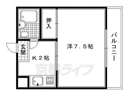 聚楽PATIO(1K/2階)の間取り写真