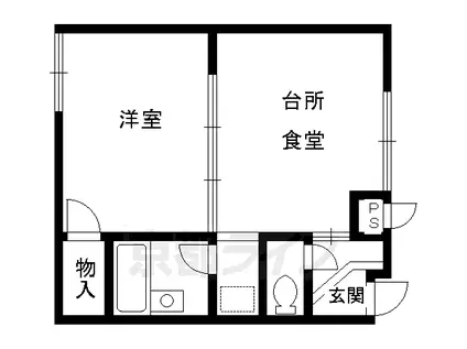 京都市烏丸線 今出川駅 徒歩18分 4階建 築35年(1DK/4階)の間取り写真
