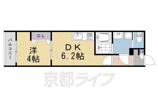 東海道本線 桂川駅(京都) 徒歩7分 5階建 新築(1DK/3階)の間取り写真