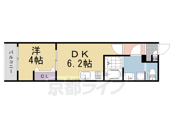 東海道本線 桂川駅(京都) 徒歩7分 5階建 新築(1DK/4階)の間取り写真