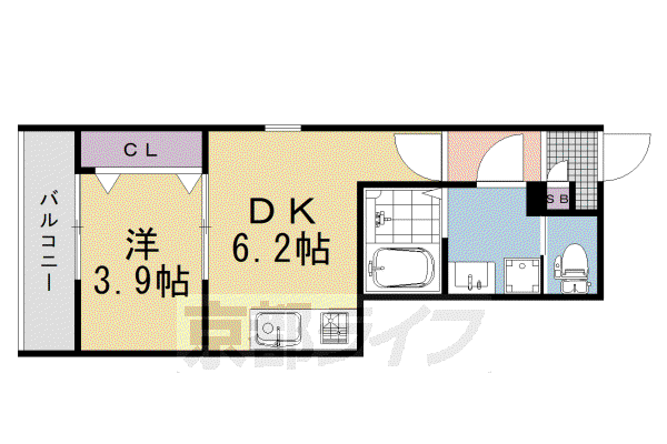 東海道本線 桂川駅(京都) 徒歩7分 5階建 新築(1DK/3階)の間取り写真
