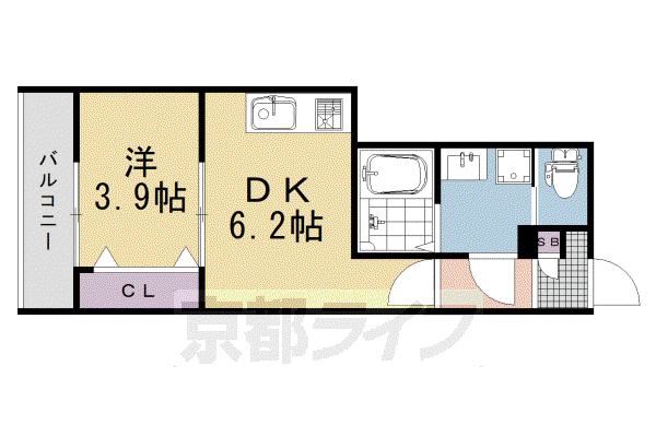 東海道本線 桂川駅(京都) 徒歩7分 5階建 新築(1DK/3階)の間取り写真