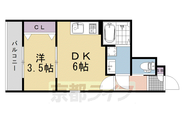 東海道本線 桂川駅(京都) 徒歩7分 5階建 新築(1DK/3階)の間取り写真