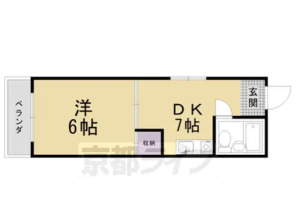 山陰本線 嵯峨嵐山駅 徒歩4分 4階建 築41年(1DK/3階)の間取り写真