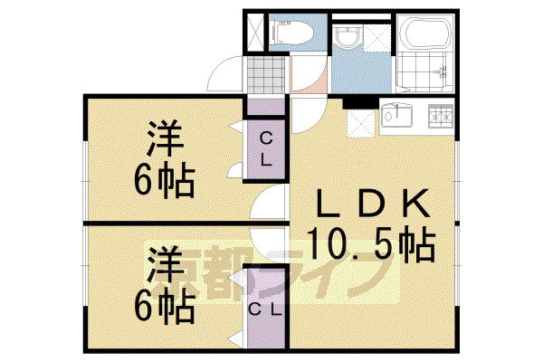 阪急電鉄京都線 長岡天神駅 徒歩24分 2階建 築19年(2LDK/1階)の間取り写真