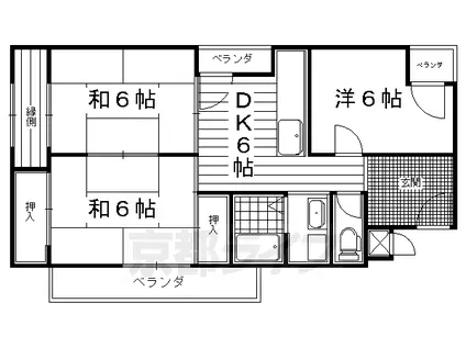 京都市烏丸線 北山駅(京都) 徒歩27分 5階建 築47年(3DK/5階)の間取り写真