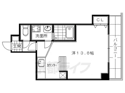 京都市東西線 東山駅(京都) 徒歩8分 5階建 築30年(1K/3階)の間取り写真