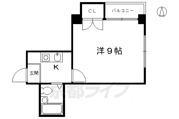 京阪電気鉄道京阪線 清水五条駅 徒歩3分 7階建 築40年(1K/4階)の間取り写真
