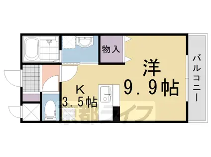 東海道本線 長岡京駅 徒歩7分 3階建 築18年(1K/3階)の間取り写真