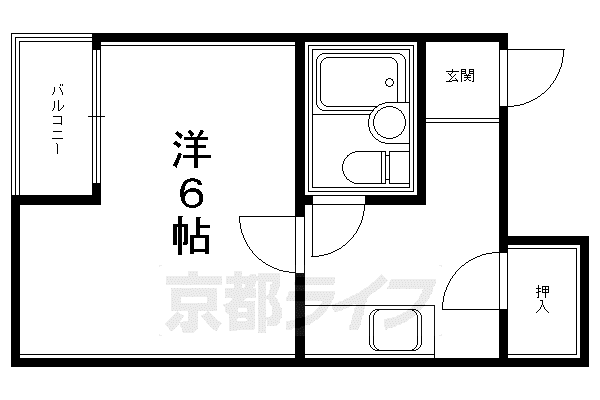 阪急電鉄京都線 大宮駅(京都) 徒歩7分 4階建 築34年(1K/3階)の間取り写真