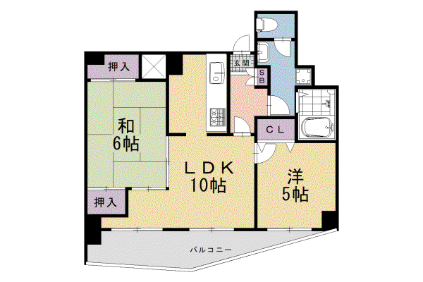 阪急電鉄京都線 大宮駅(京都) 徒歩4分 11階建 築36年(2LDK/10階)の間取り写真