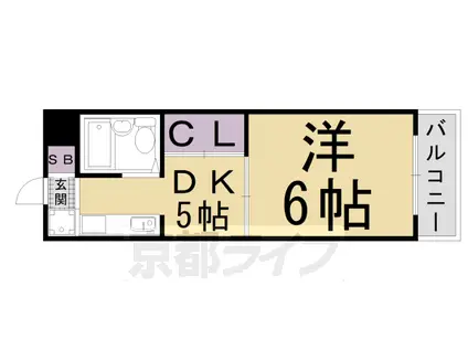 山陰本線 太秦駅(JR) 徒歩6分 3階建 築37年(1DK/1階)の間取り写真