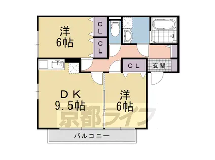 東海道本線 向日町駅 徒歩12分 2階建 築18年(2LDK/2階)の間取り写真