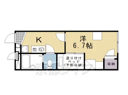 阪急電鉄京都線 西山天王山駅 徒歩7分 2階建 築18年(1K/1階)の間取り写真