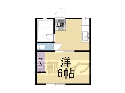 京都市烏丸線 北大路駅 徒歩24分 2階建 築36年(1K/1階)の間取り写真