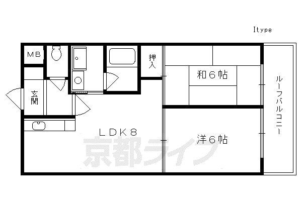 京阪電気鉄道宇治線 観月橋駅 徒歩3分 7階建 築37年(2LDK/5階)の間取り写真