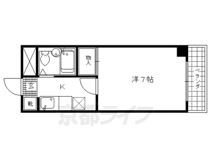 京福北野線 北野白梅町駅 徒歩3分 4階建 築42年(1K/4階)の間取り写真