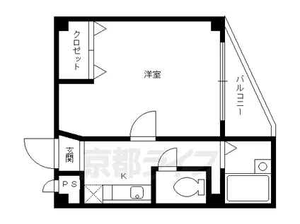 山陰本線 二条駅 徒歩13分 6階建 築28年(1K/4階)の間取り写真