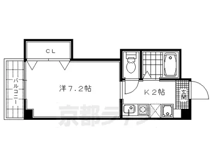 京福北野線 北野白梅町駅 徒歩2分 3階建 築28年(1K/1階)の間取り写真