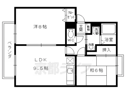 京都市烏丸線 北山駅(京都) 徒歩46分 2階建 築27年(2LDK/2階)の間取り写真