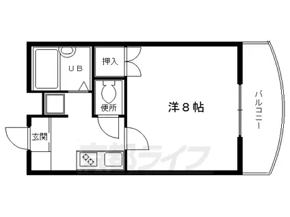 山陰本線 円町駅 徒歩10分 4階建 築26年(1K/1階)の間取り写真