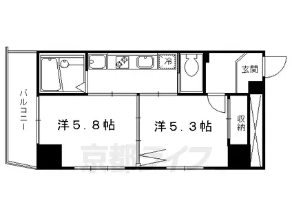 KUSHIGE GOJO(2K/8階)の間取り写真