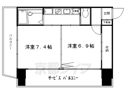 KUSHIGE GOJO(2K/7階)の間取り写真