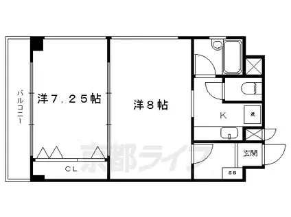 東海道本線 京都駅 徒歩2分 10階建 築27年(2K/9階)の間取り写真