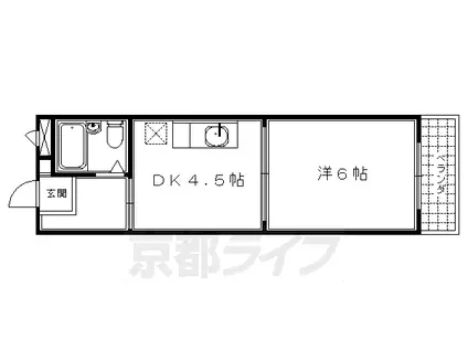 京阪電気鉄道京阪線 清水五条駅 徒歩5分 4階建 築43年(1DK/1階)の間取り写真