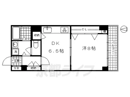 山陰本線 丹波口駅 徒歩12分 7階建 築41年(1DK/2階)の間取り写真