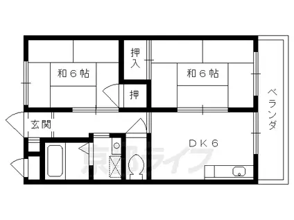 ハイツ魚満(2DK/3階)の間取り写真