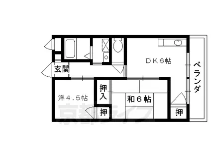 ハイツ魚満(2DK/1階)の間取り写真
