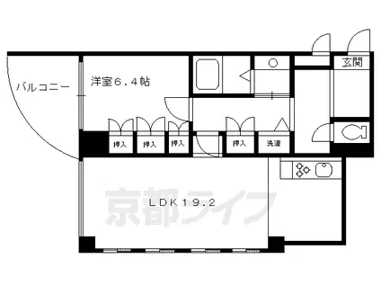 京都市東西線 東山駅(京都) 徒歩8分 6階建 築35年(1LDK/3階)の間取り写真