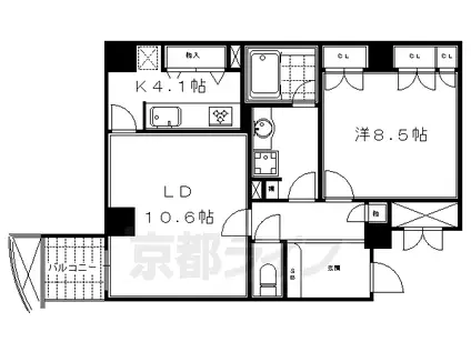 京都市東西線 東山駅(京都) 徒歩8分 6階建 築35年(1LDK/2階)の間取り写真