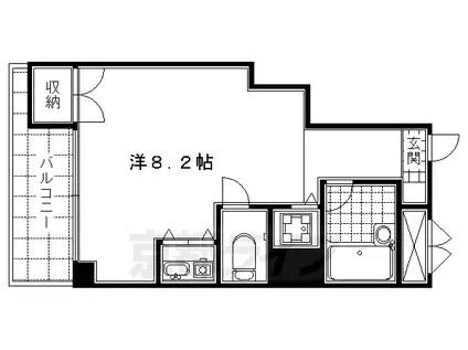 東海道本線 京都駅 徒歩4分 5階建 築33年(ワンルーム/2階)の間取り写真