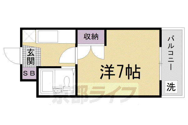 京都市烏丸線 十条駅(京都市営) 徒歩7分 4階建 築39年(1K/1階)の間取り写真