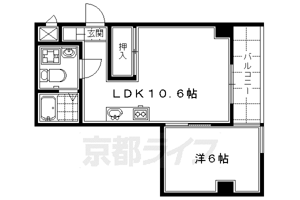 マンションアムール(1LDK/2階)の間取り写真