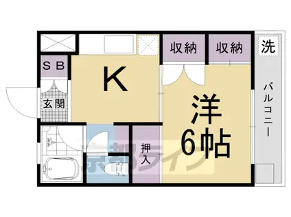 近鉄京都線 東寺駅 徒歩3分 3階建 築38年(1K/2階)の間取り写真