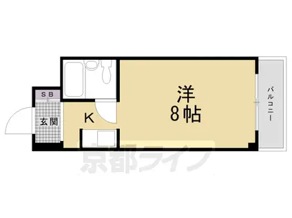京都市烏丸線 九条駅(京都) 徒歩7分 5階建 築31年(1K/4階)の間取り写真