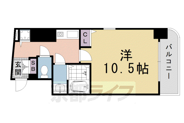 京阪電気鉄道京阪線 清水五条駅 徒歩3分 10階建 築27年(1K/4階)の間取り写真