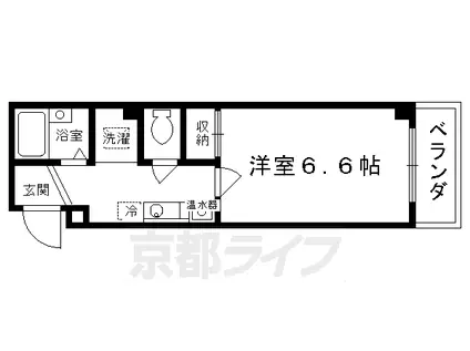 京都市烏丸線 烏丸御池駅 徒歩5分 5階建 築27年(1K/4階)の間取り写真