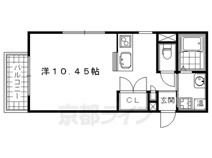 京都市烏丸線 丸太町駅(京都市営) 徒歩7分 3階建 築16年(ワンルーム/1階)の間取り写真