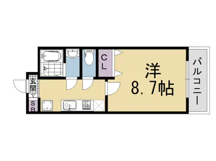 京都市烏丸線 五条駅(京都市営) 徒歩5分 3階建 築26年(1K/1階)の間取り写真